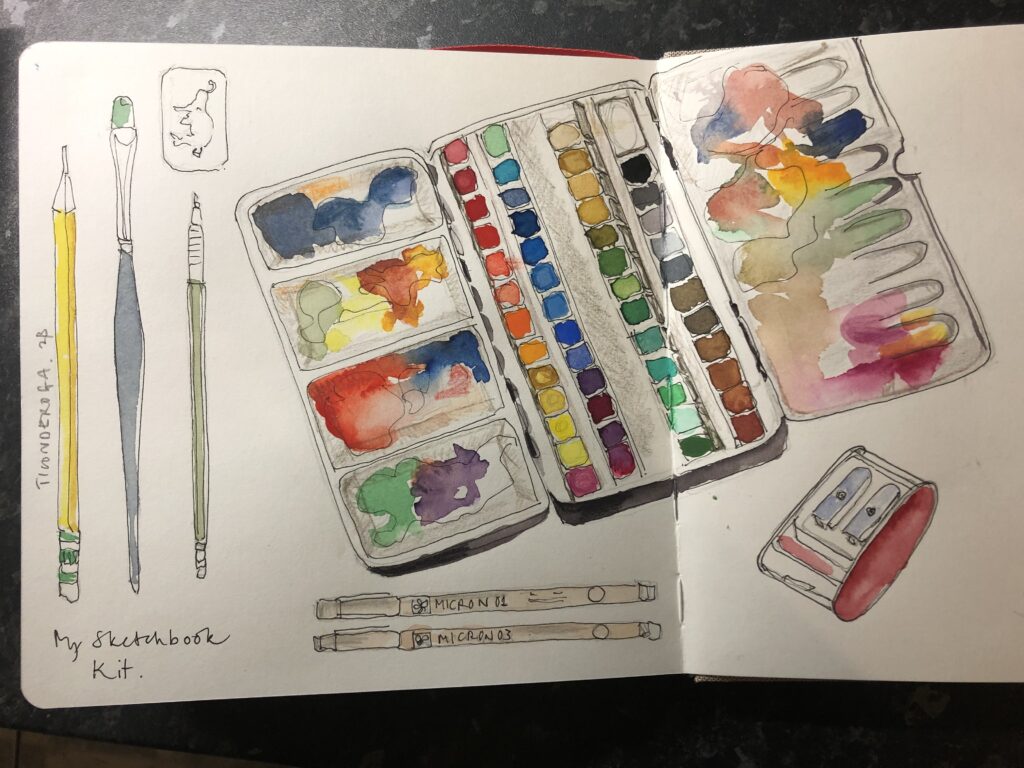 My mini travel sketching kit  lightweight portable watercolor